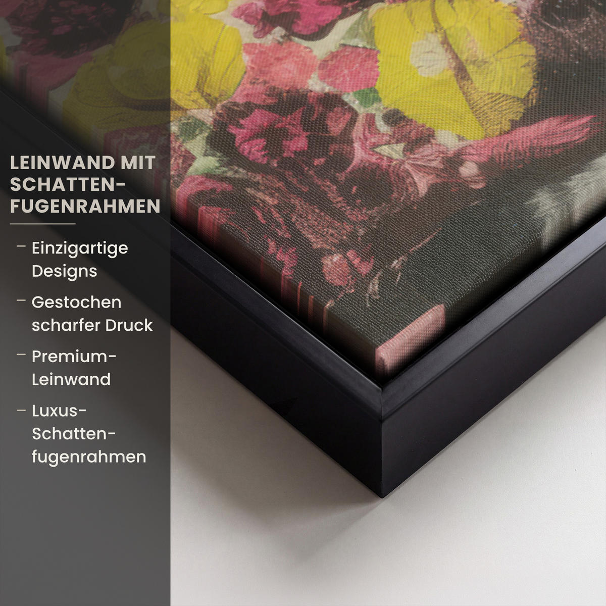 LEINWAND Bilder mit Rahmen - Frau - Katze - Blumen - Tasse - Retro - 60x40 - Magenta, Textil (60/40cm) - MuchoWow