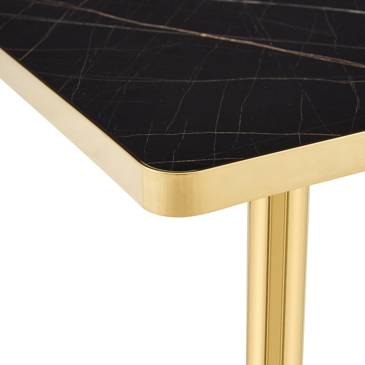 ESSTISCH Quadratisch Marmor-Optik Schwarz & Gold 60x60cm Bistro-Tisch - Schwarz, Holzwerkstoff (60/60/74cm) - Urban Meuble