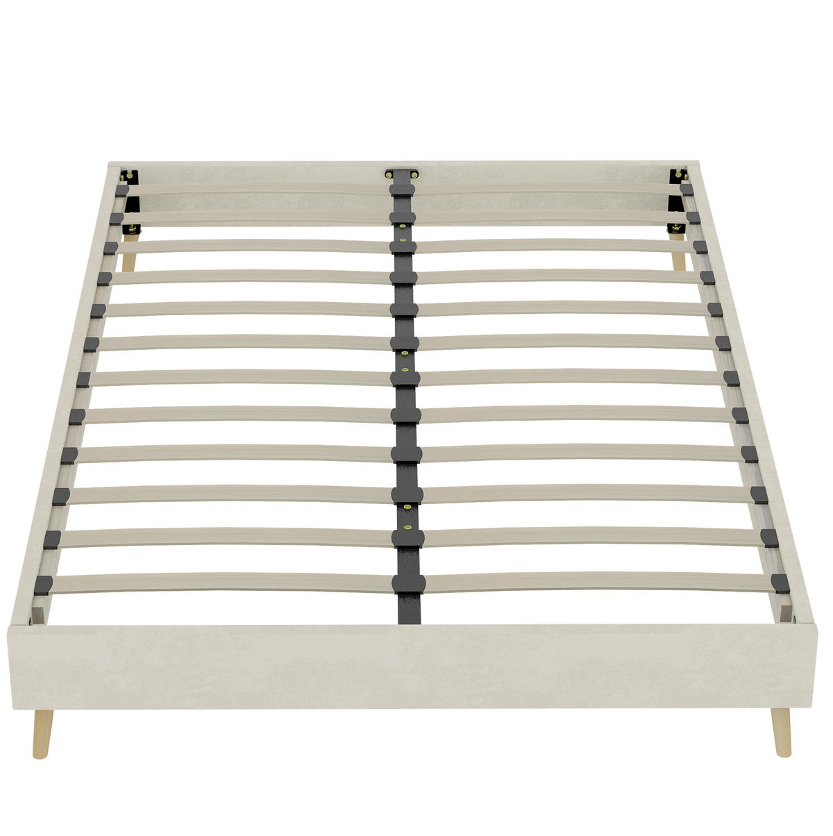 POSTELJNI okvir 160/200 cm s stabilno konstrukcijo in oblazinjenjem iz tkanine, Bež - bež, tekstil (160/200cm) - Redom