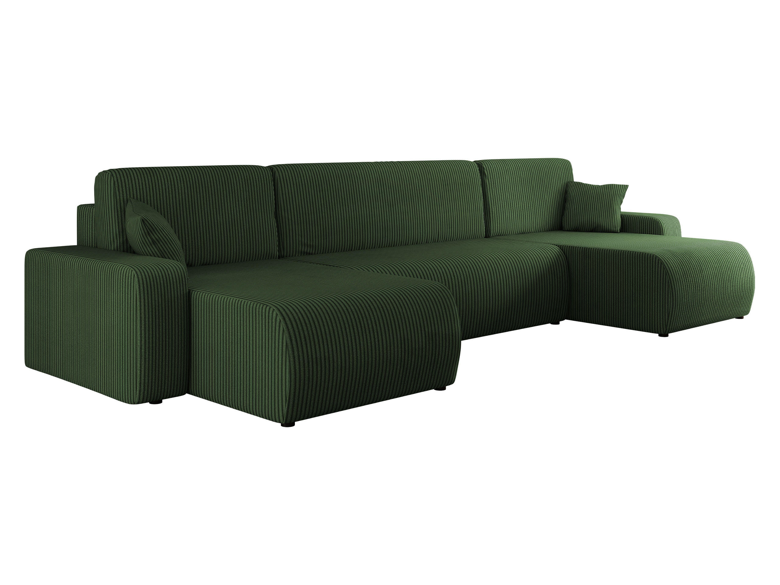 WOHNLANDSCHAFT Piano U Cord - Schwarz/Grün, Holz/Kunststoff (312/82/145cm) - MIRJAN24