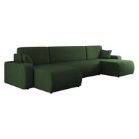 WOHNLANDSCHAFT Piano U Cord - Schwarz/Grün, Holz/Kunststoff (312/82/145cm) - MIRJAN24