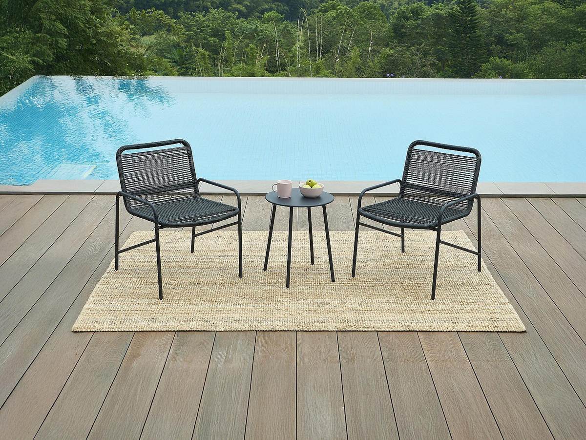 GARTENSITZGRUPPE im Set - 2 Personen - metall - schwarz Kanao - Schwarz, Metall - Vente-Unique
