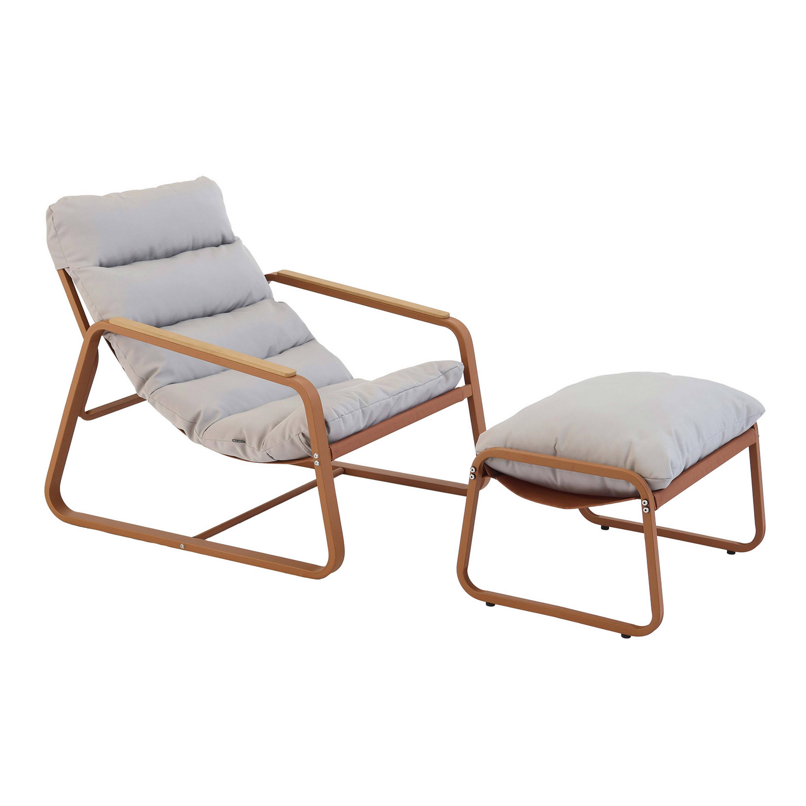 GARTEN-RELAXSESSEL mit Fußstütze, Terrakotta - Braun, Textil (72/77/91cm) - Oviala