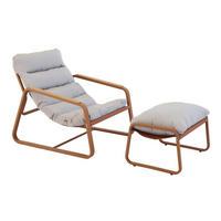 GARTEN-RELAXSESSEL mit Fußstütze, Terrakotta - Braun, Textil (72/77/91cm) - Oviala
