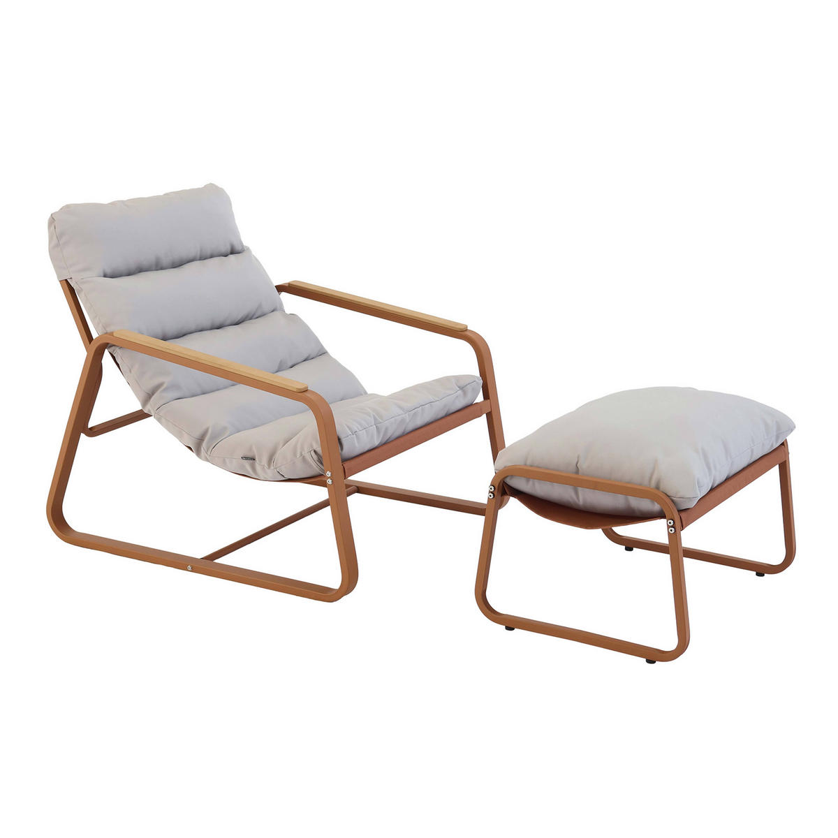 GARTEN-RELAXSESSEL mit Fußstütze, Terrakotta - Braun, Textil (72/77/91cm) - Oviala