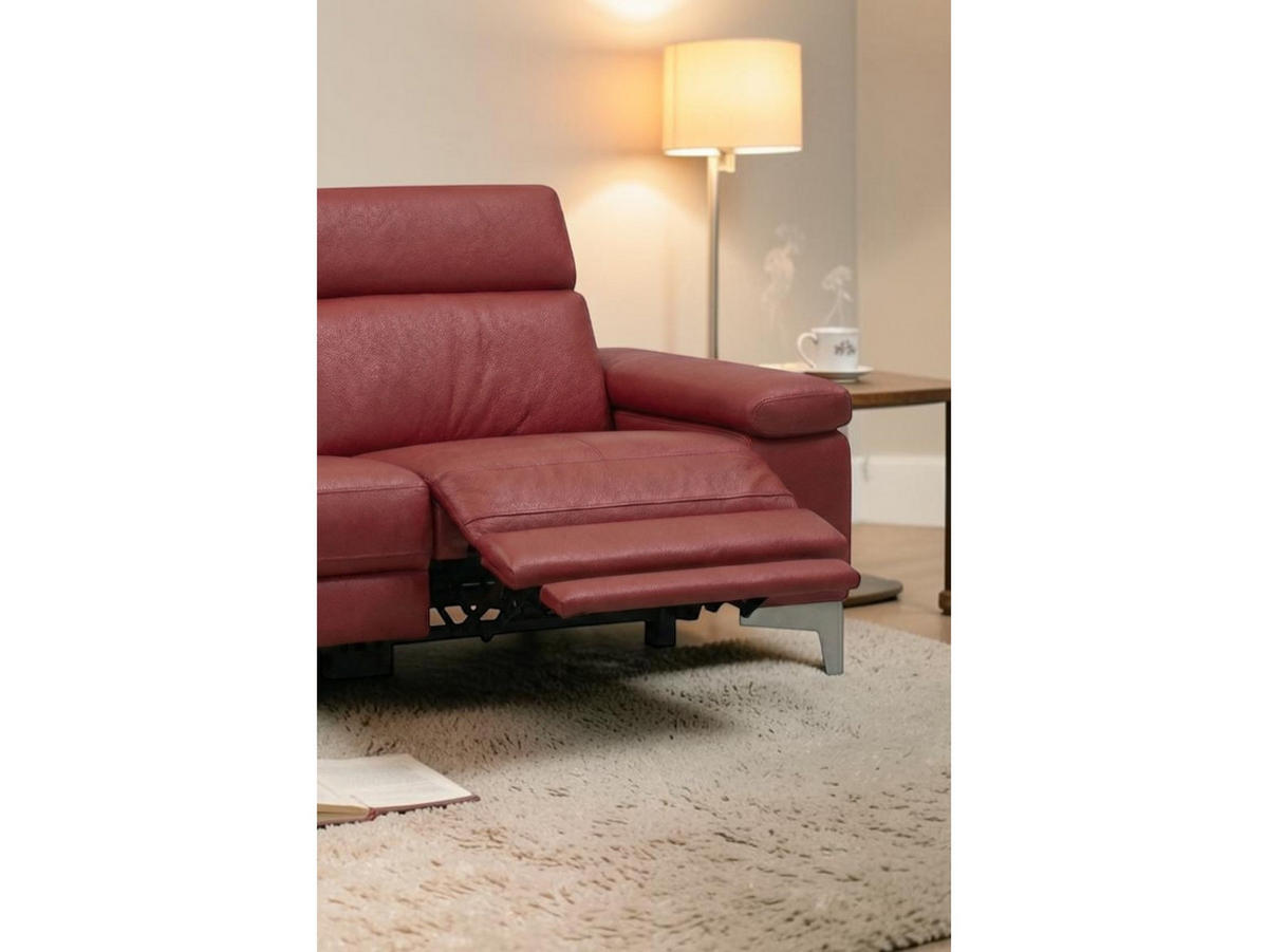 3-SITZER Sofa Talisman Echtleder mit 2 x Relaxfunktion Rot - Rot, Leder/Metall (216/80/100cm)