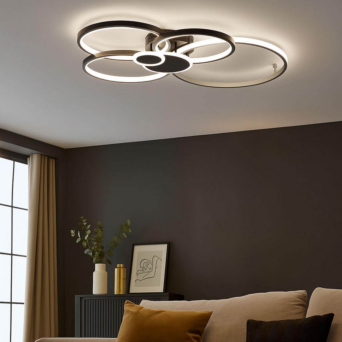 LED DECKENLEUCHTE Ring Design Schwarz - Schwarz, Metall (85/67/11.3cm)