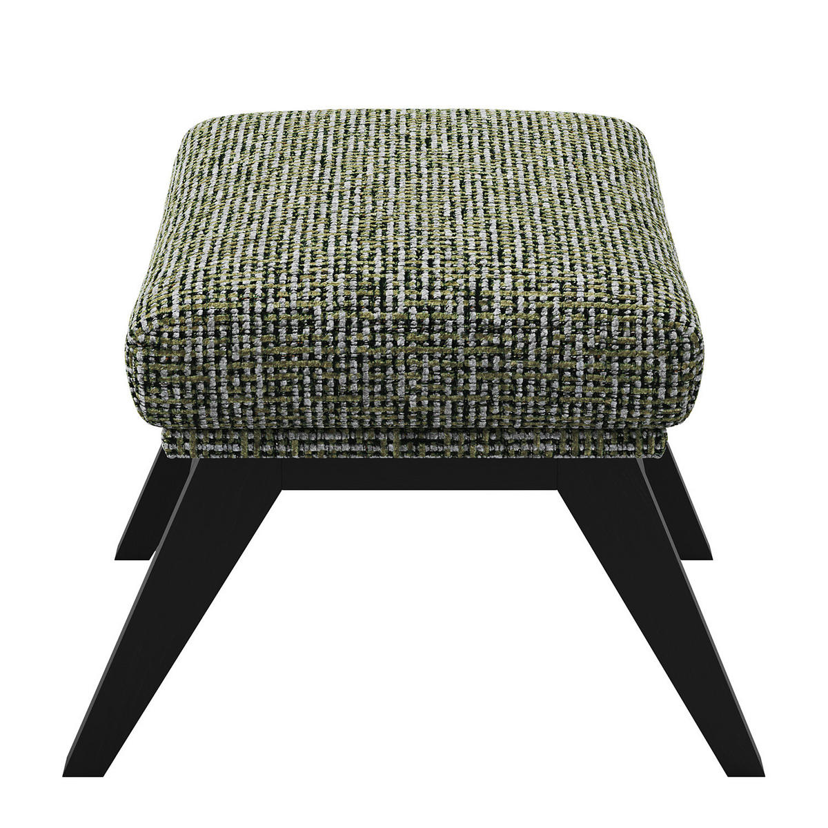 HOCKER mit Holzfüßen - Schwarz/Grün, Birkenholz/Textil (54/41/41cm) - home24