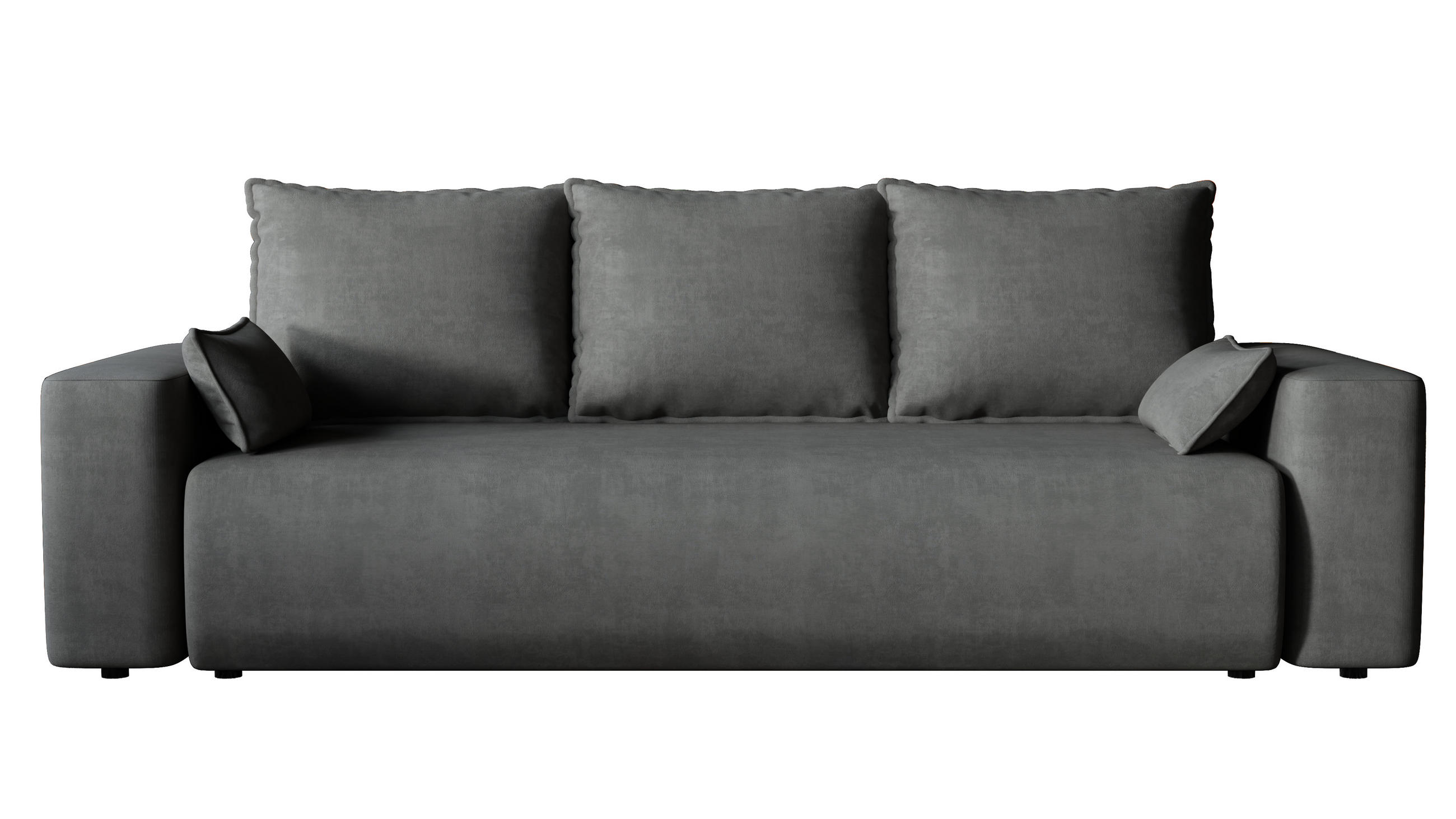 SOFA Bubi mit Bettkasten und Schlaffunktion, Velourstoff - Graphitfarben, Holzwerkstoff (242/85/95cm)