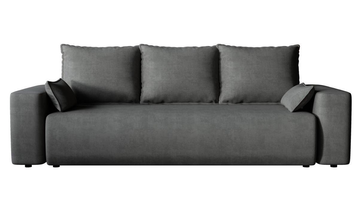 SOFA Bubi mit Bettkasten und Schlaffunktion, Velourstoff - Graphitfarben, Holzwerkstoff (242/85/95cm)