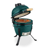 KAMADO-GRILL - Dunkelgrün, Keramik/Metall (34/56.5cm) - Relaxdays
