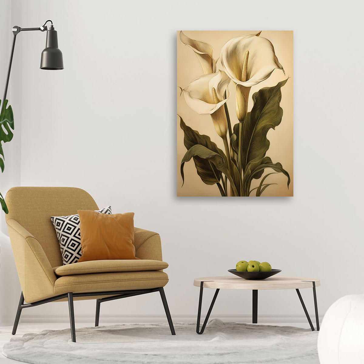 LEINWANDBILD Calla-Blumen-Natur-Vintage 40x60cm - Beige, Textil (40/60cm) - Feeby