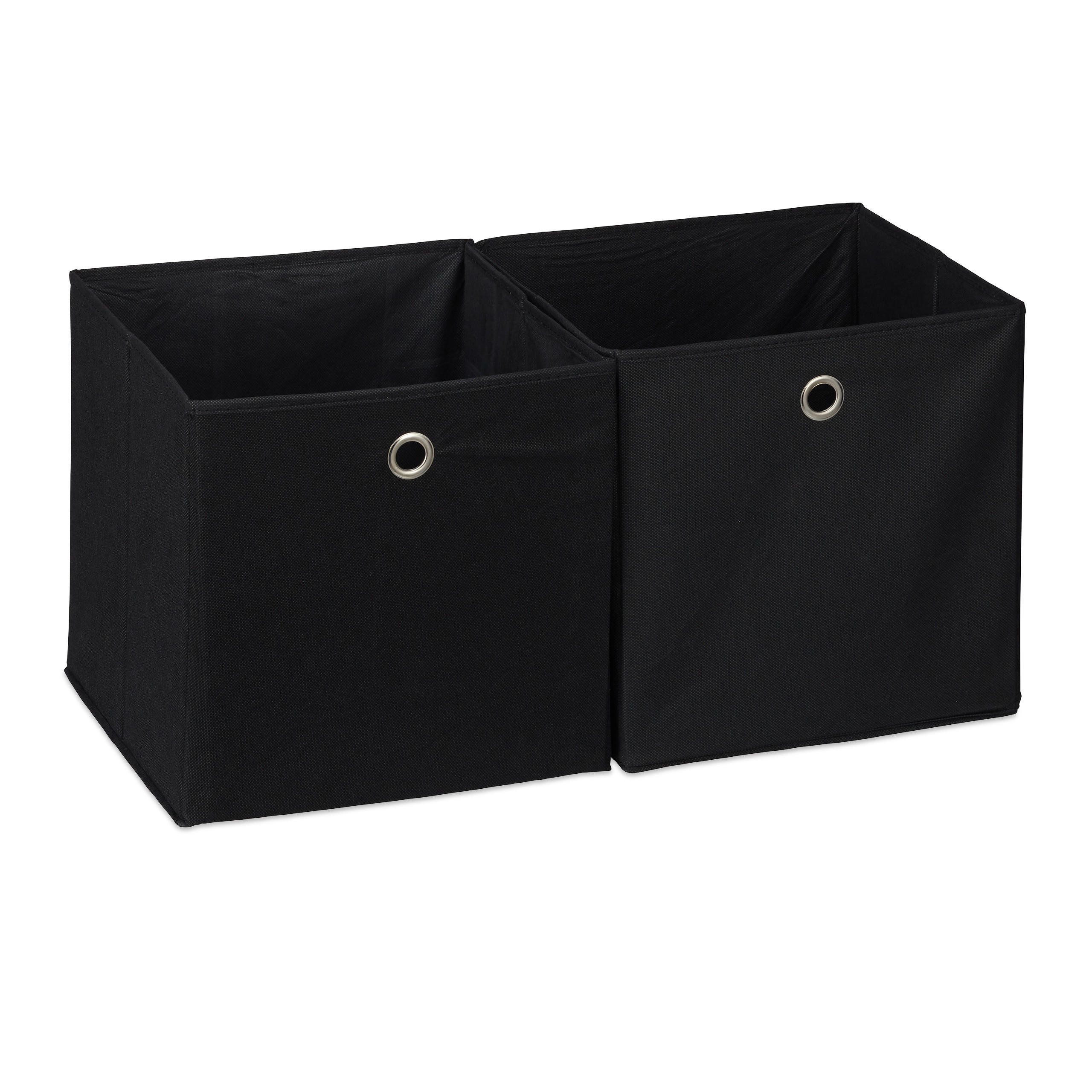2XAUFBEWAHRUNGSBOX - Schwarz, Wellpappe/Textil (30/30/30cm) - Relaxdays