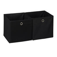 2XAUFBEWAHRUNGSBOX - Schwarz, Wellpappe/Textil (30/30/30cm) - Relaxdays