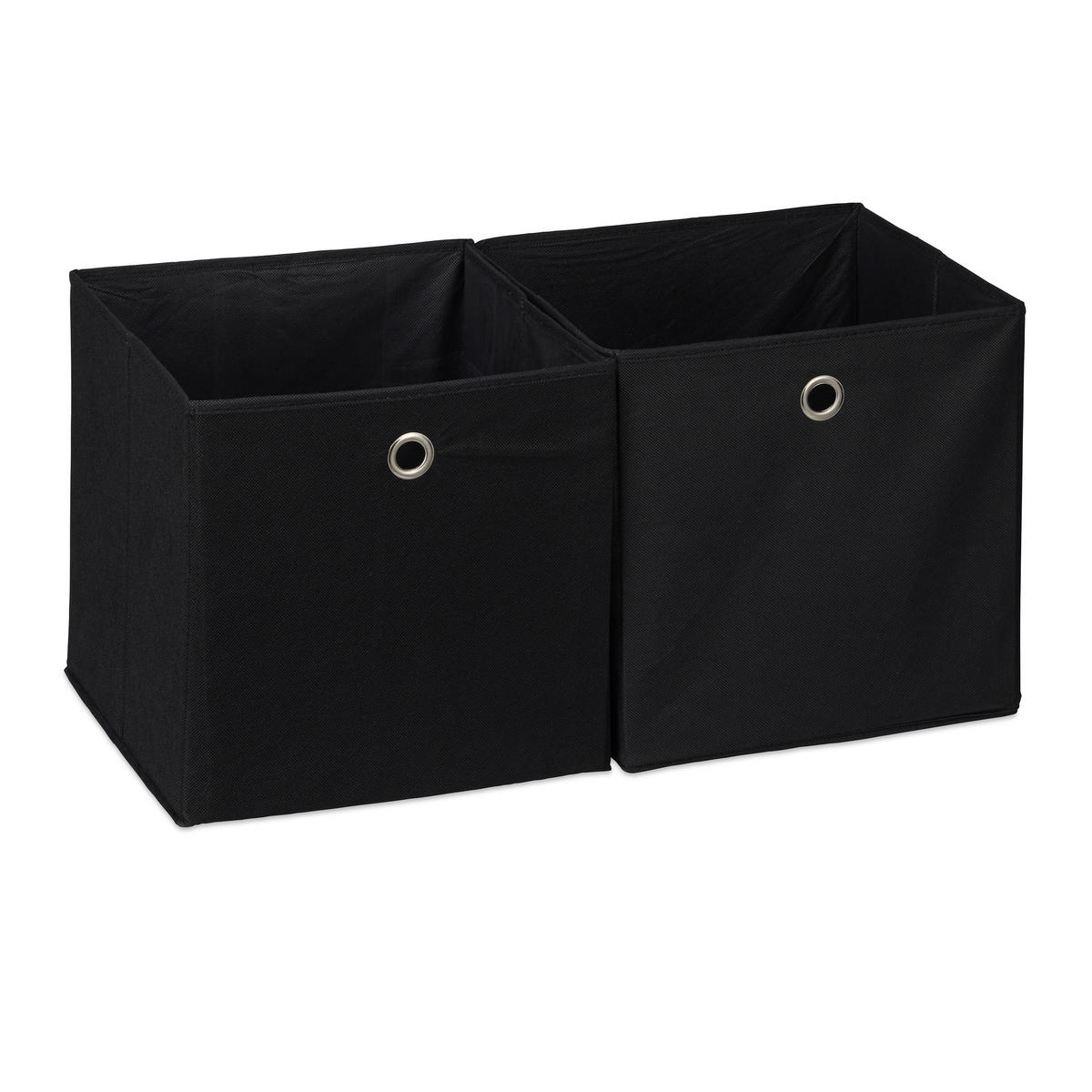 2XAUFBEWAHRUNGSBOX - Schwarz, Wellpappe/Textil (30/30/30cm) - Relaxdays