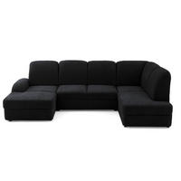 ECKSOFA VIBE U Rechts mit Schlaffunktion 129x263 Chenille Anthrazit - Anthrazit/Schwarz, Holz/Kunststoff (186/102/280cm) - Muffo