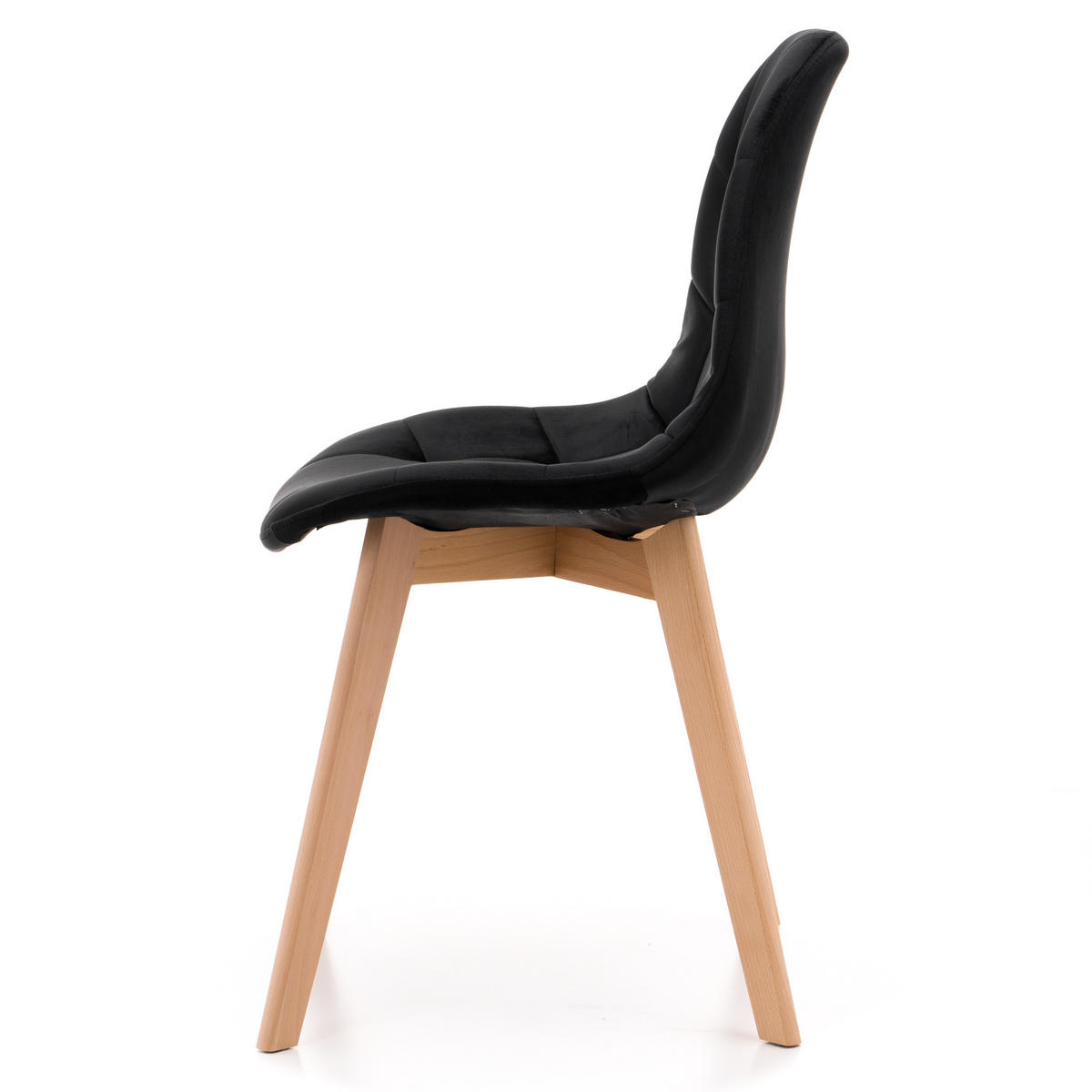STUHL VEGAS im skandinavischen Stil - schwarz - Samt Velours - Schwarz/Naturfarben, Holz/Kunststoff (47/86/42cm) - NEW HOME