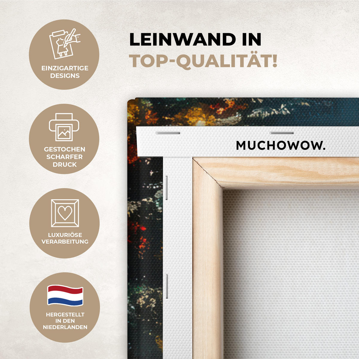 LEINWANDBILD Weihnachtsmann - Weihnachten - Winter - Weihnachtsbaum XXL 150x100 cm - Bordeaux, Textil (150/100cm) - MuchoWow