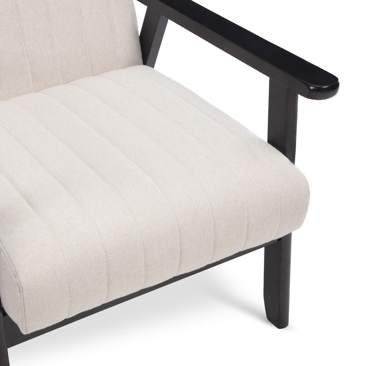 VINTAGE-HOLZSESSEL Erik beige Stoff - Beige/Dunkelbraun, Holz/Textil (65/75.5/75cm) - Sicaan