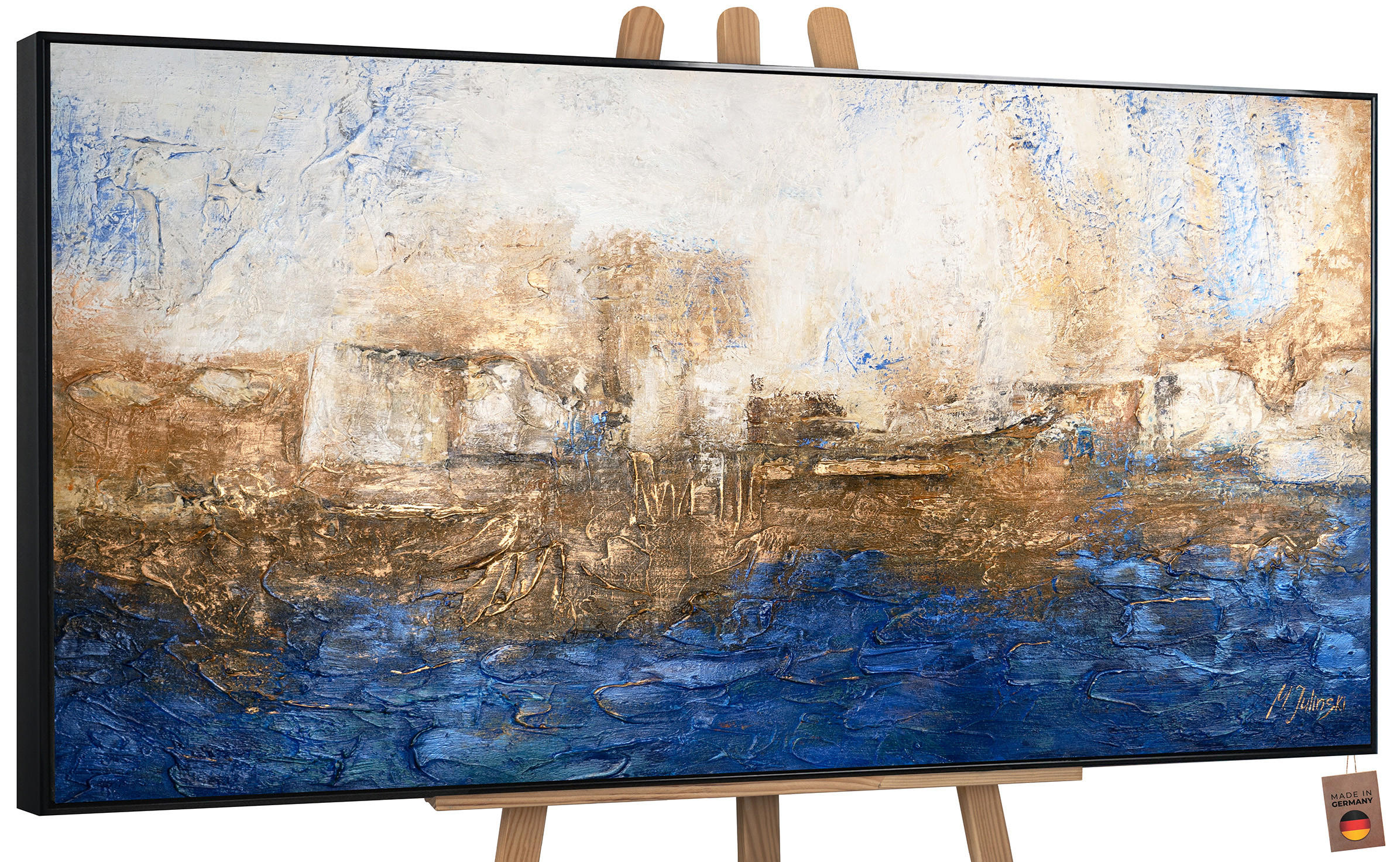 YS-art gallery Gemälde Schwarz 100x50 cm