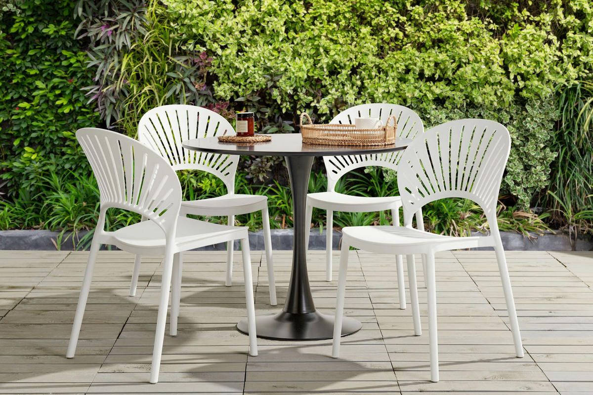 GARTENSTÜHLE 4er-Set Kunststoff weiß Ostia - Weiß, Kunststoff (46/83/51cm) - Beliani