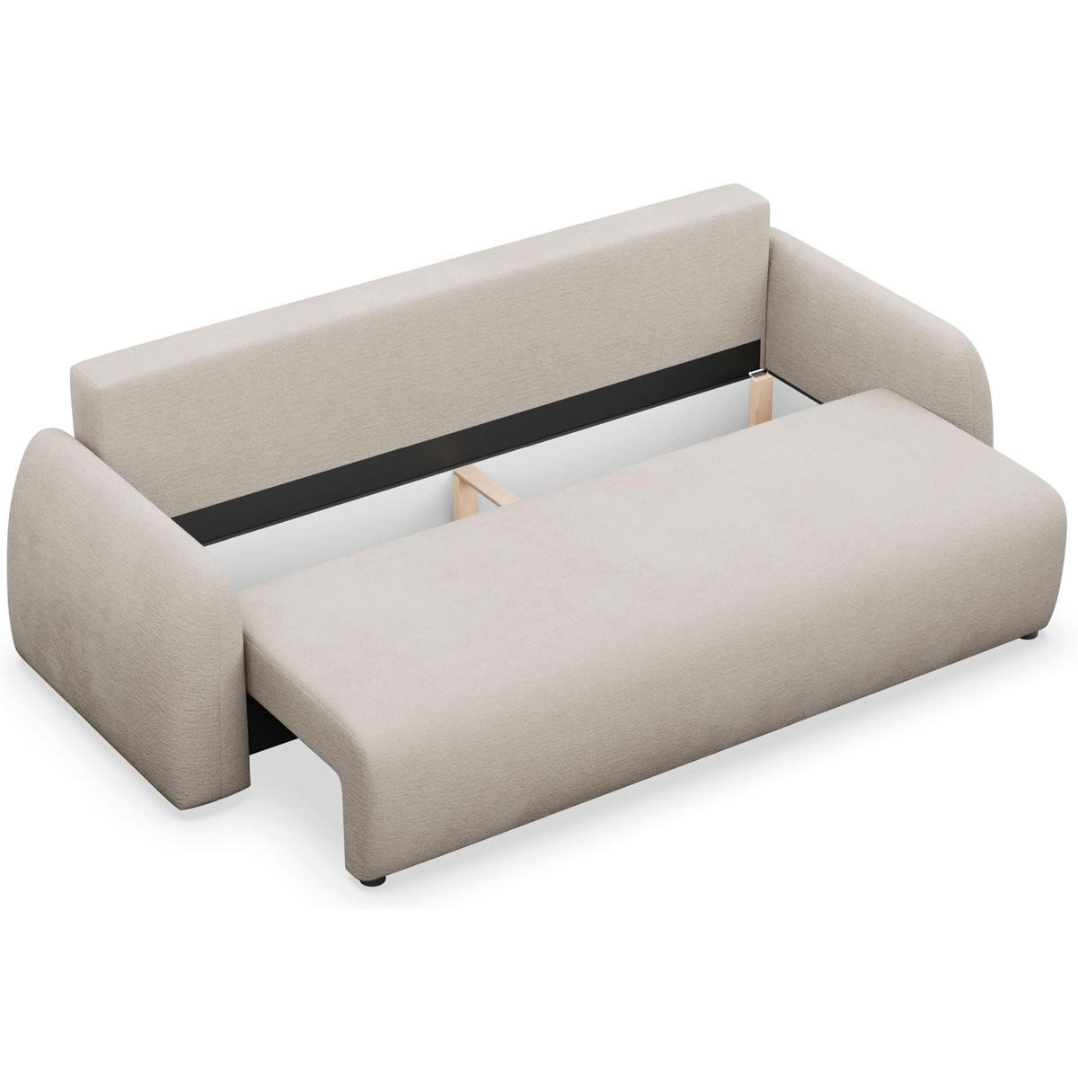 3-SITZER SOFA Nubelle Hellbeige Chenille-Bezug, wasserabweisend - Ecru/Schwarz, Kunststoff/Textil (244/85/93cm) - Selsey