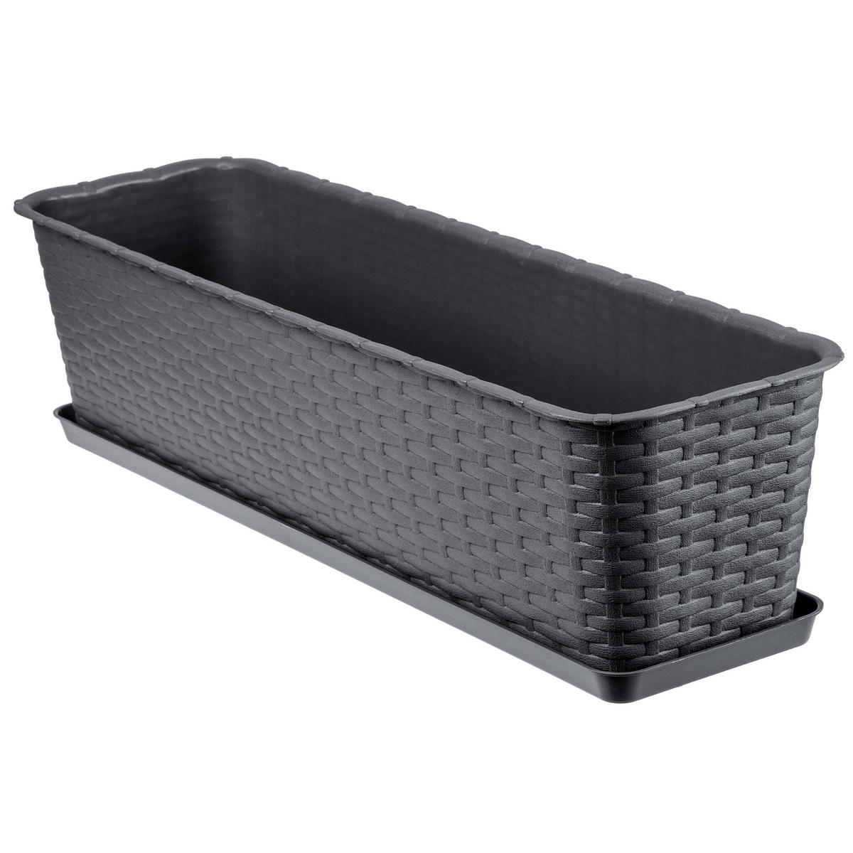 BALKONKASTEN mit Untersetzer 60 cm, Anthrazit - Anthrazit, Kunststoff (17/60cm) - KADAX