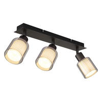 DECKENLEUCHTE VILLEGAS Metall schwarz, 3-flammig - Schwarz, Glas (41/8/18.6cm) - Globo Lighting