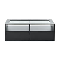 COUCHTISCH Schwarz 100/50/35 cm mit Glasplatte, LED und Schubladen - Schwarz, Glas (50/100/35cm) - PANGIVO