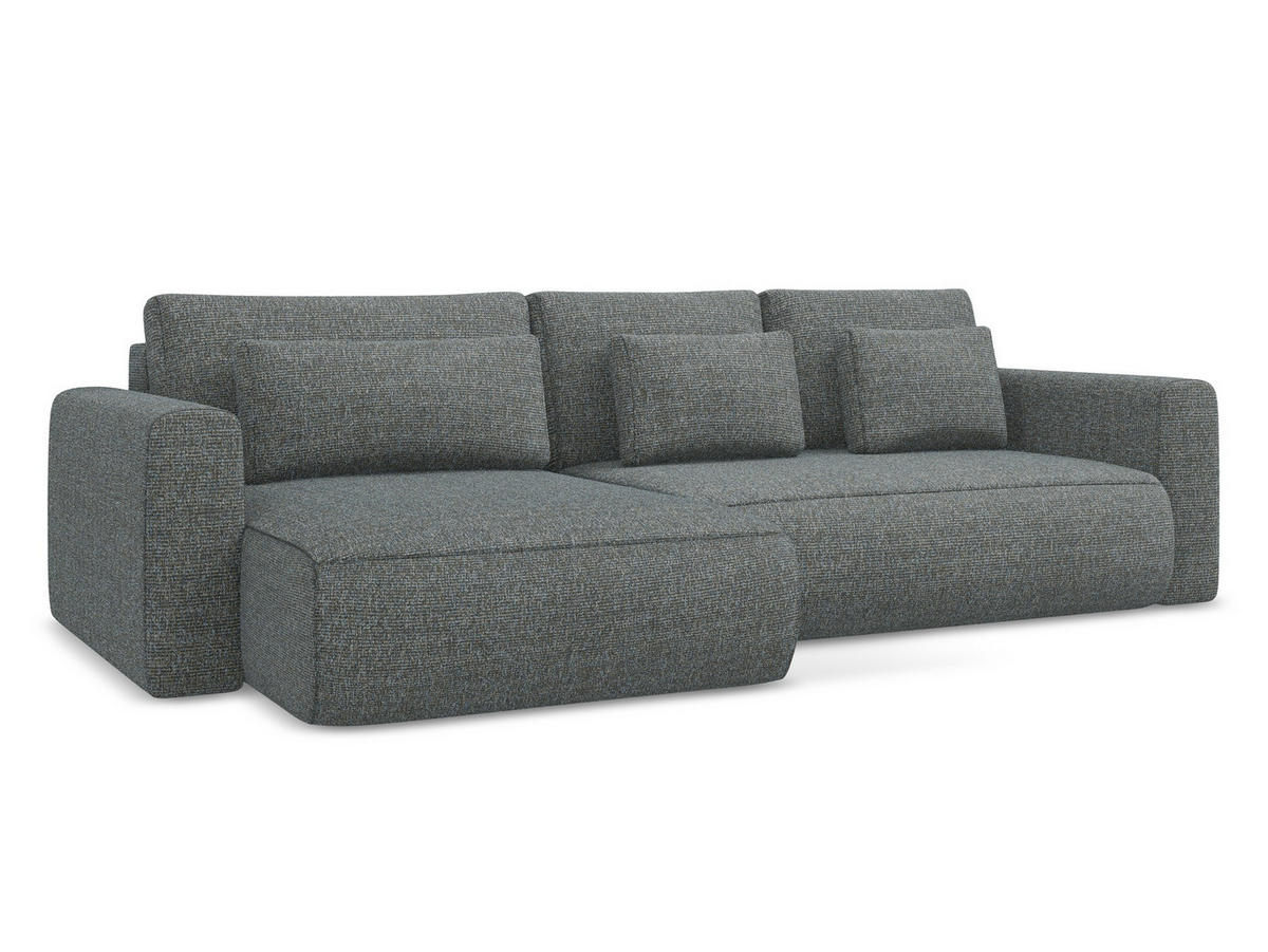 ECKSOFA mit Schlaffunktion Strukturstoff Stoff Grau - Dunkelgrau/Schwarz, Kunststoff/Textil (149/278cm) - Makamii