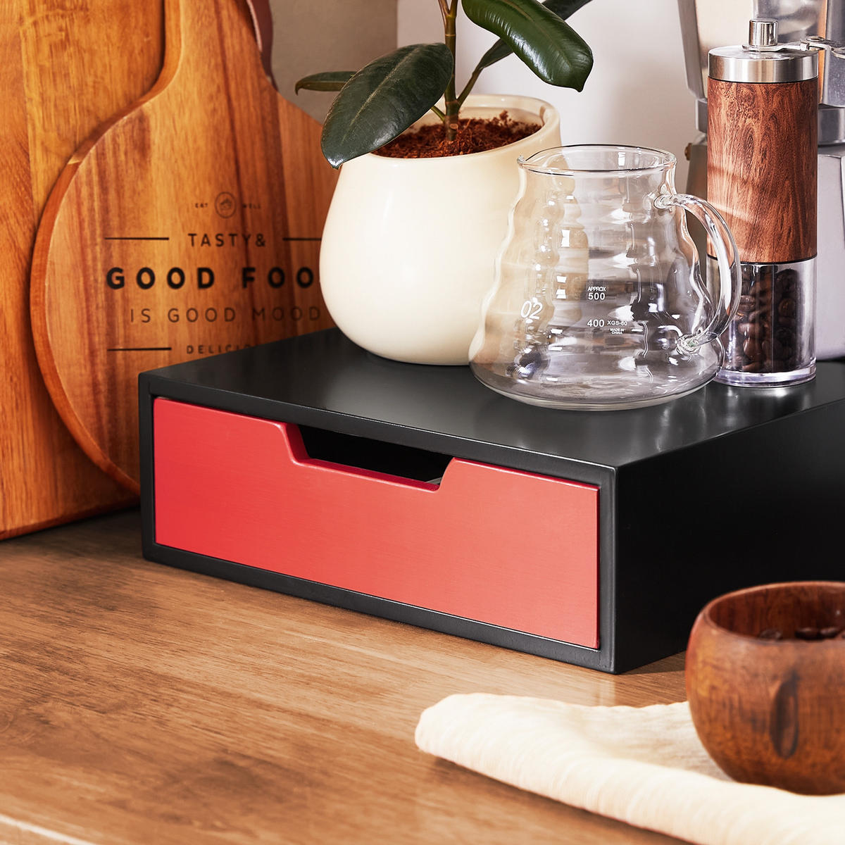 KAFFEE-KAPSELSTÄNDER Schwarz-Rot - Schwarz, Holz/Holzwerkstoff (30/9/31cm) - SoBuy