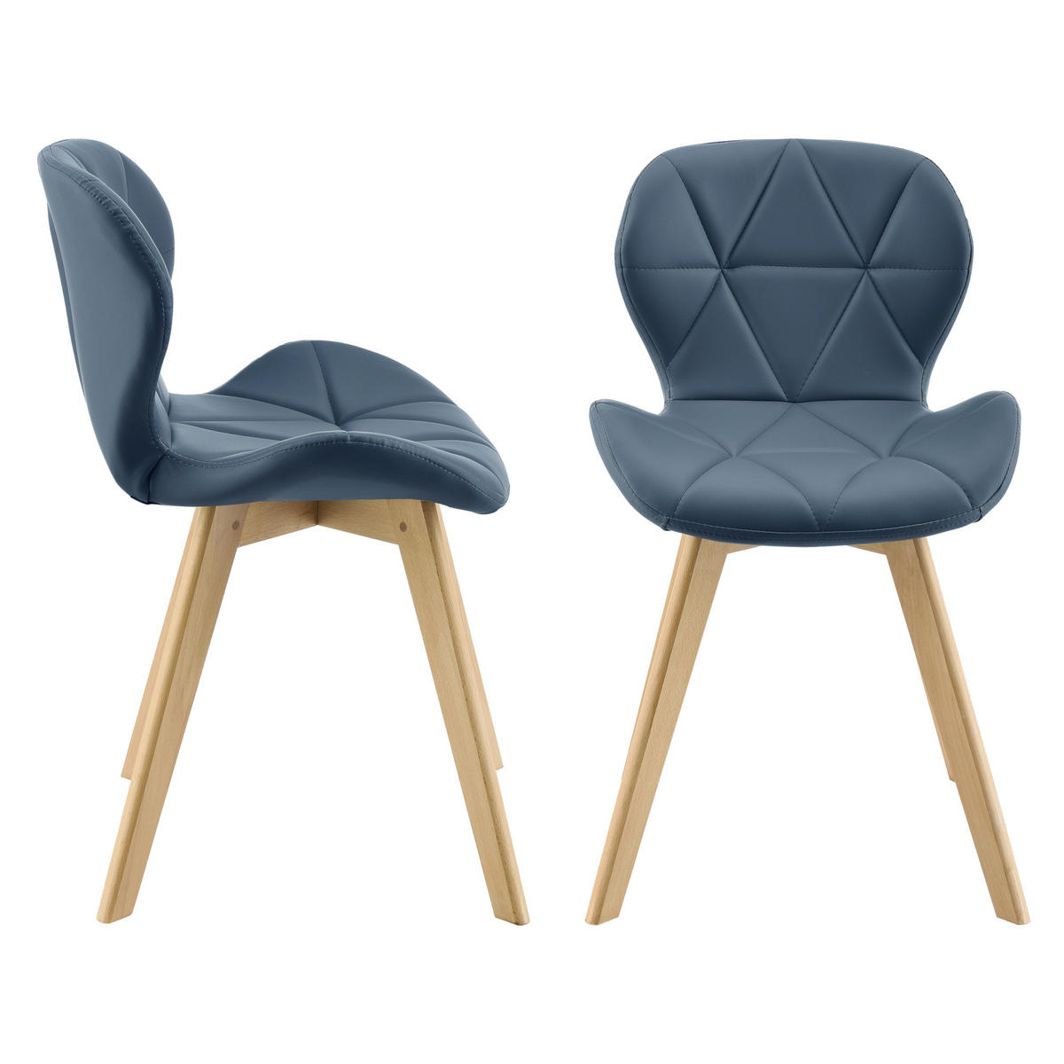 ESSZIMMERSTUHL-SET 4 TLG. Älmhult - Blau, Leder (47/78/52cm) - [en.casa]