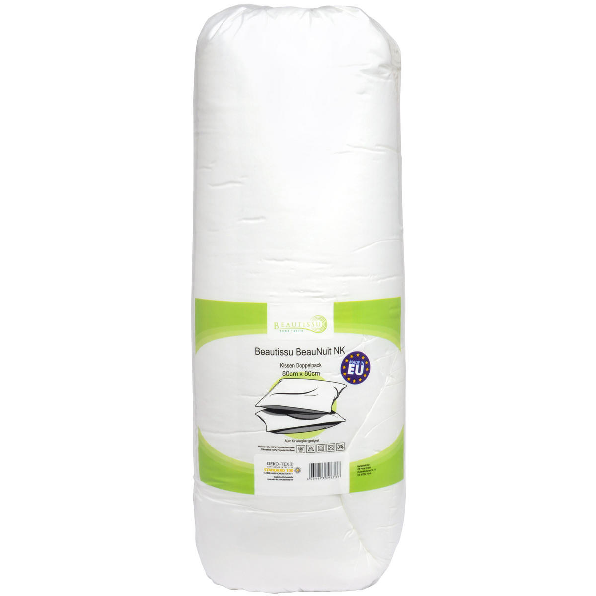 KOPFKISSEN BeauNuit NK 40/80cm - Weiß, Textil (40/80cm) - Beautissu 