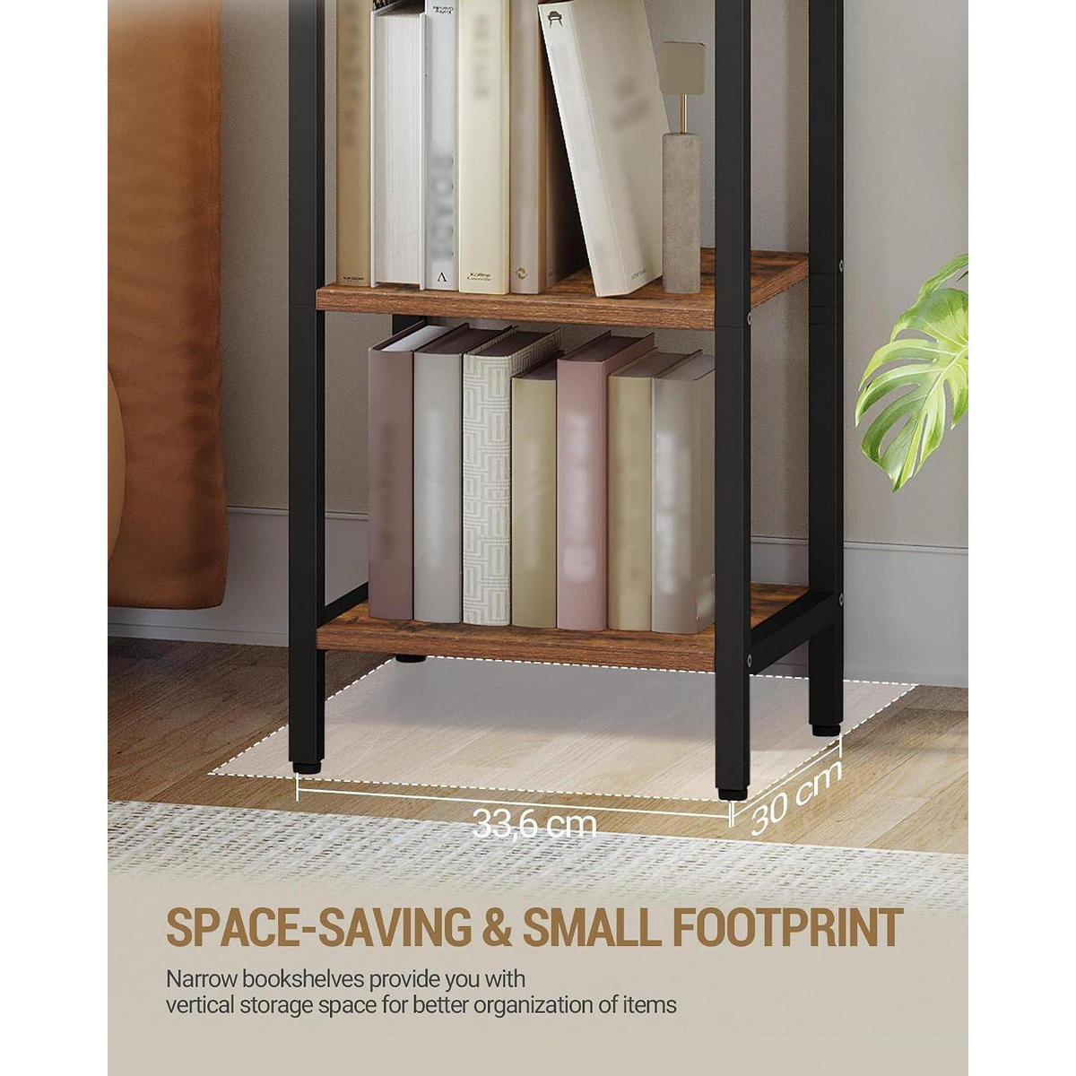 BÜCHERREGAL 7E Braun-Schwarz 30 x 33,6 x 208,5 cm - Braun, Metall (33.6/209/30cm)