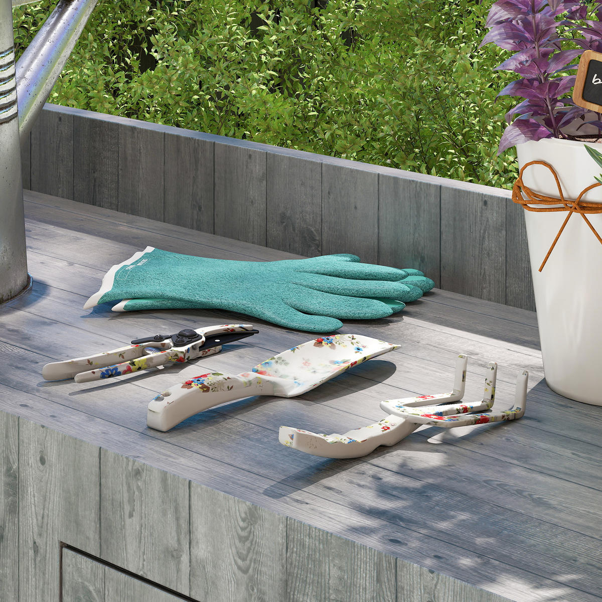 GARTENWERKZEUG-SET aus Aluminium Mehrfarbig - Multicolor, Metall (7/3/26.5cm) - Outsunny