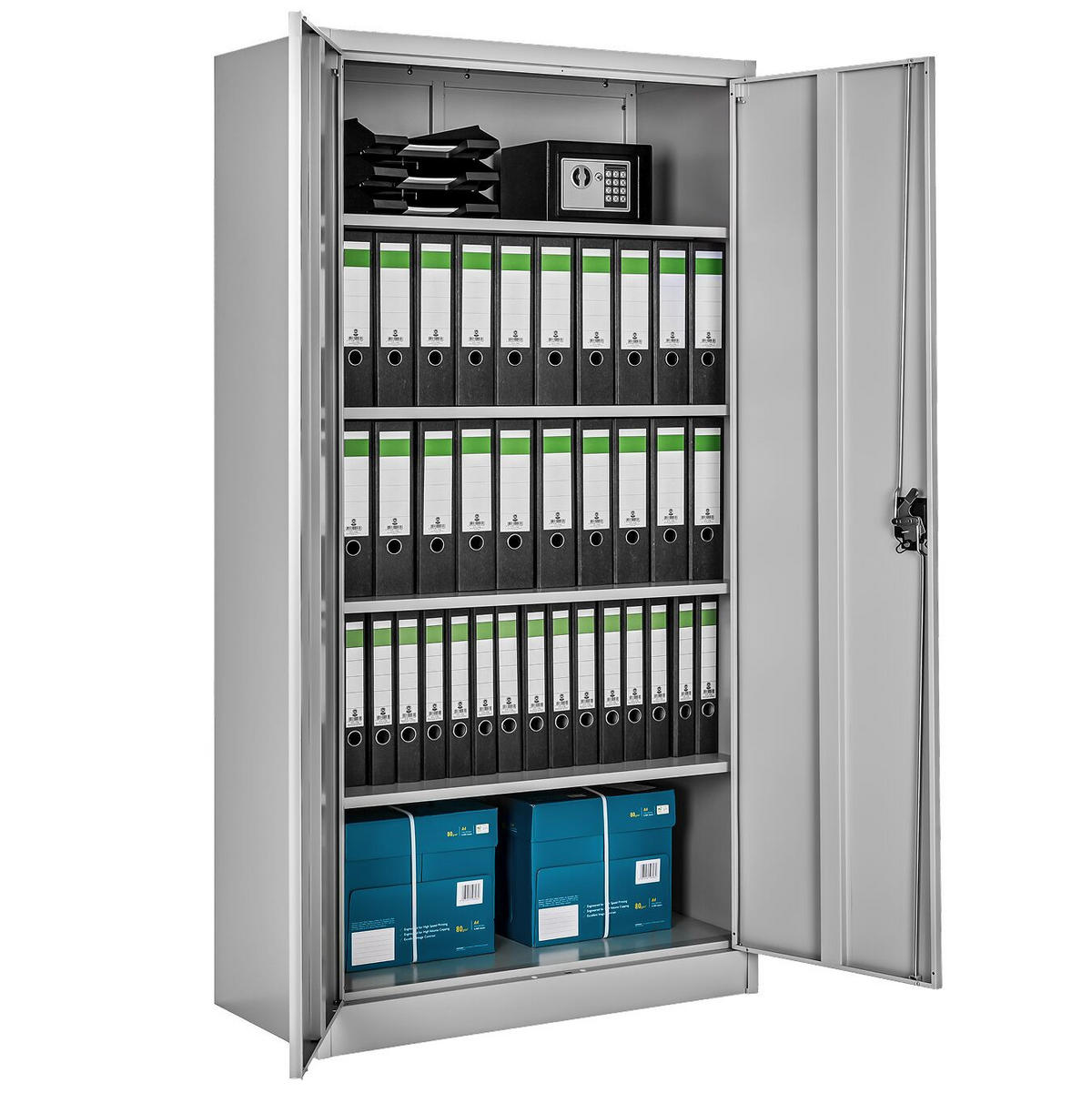 AKTENSCHRANK Blain,180 x 80 x 40 cm,grau - Grau, Metall (40/180/80cm) - tectake
