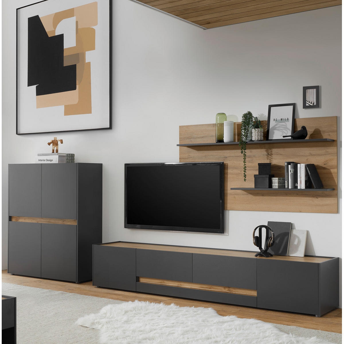 LOWBOARD Crisp-61 - Anthrazit, Holzwerkstoff (220/40/45cm) - Lomado