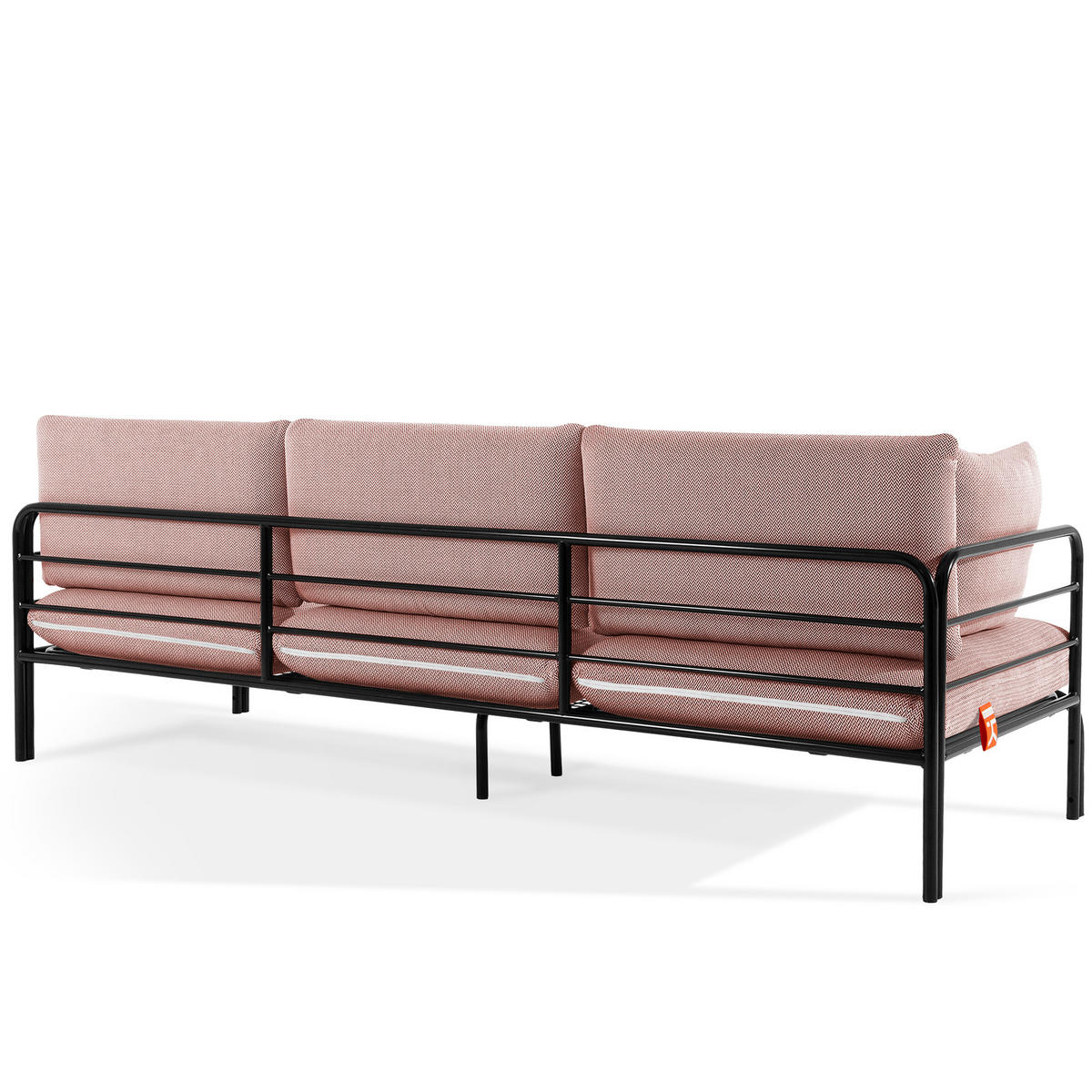 GARTENSOFA RAMBE 3-Personen mit Kissen, Anthrazit - Anthrazit/Rot, Textil/Metall (225/80/80cm) - KONSIMO®