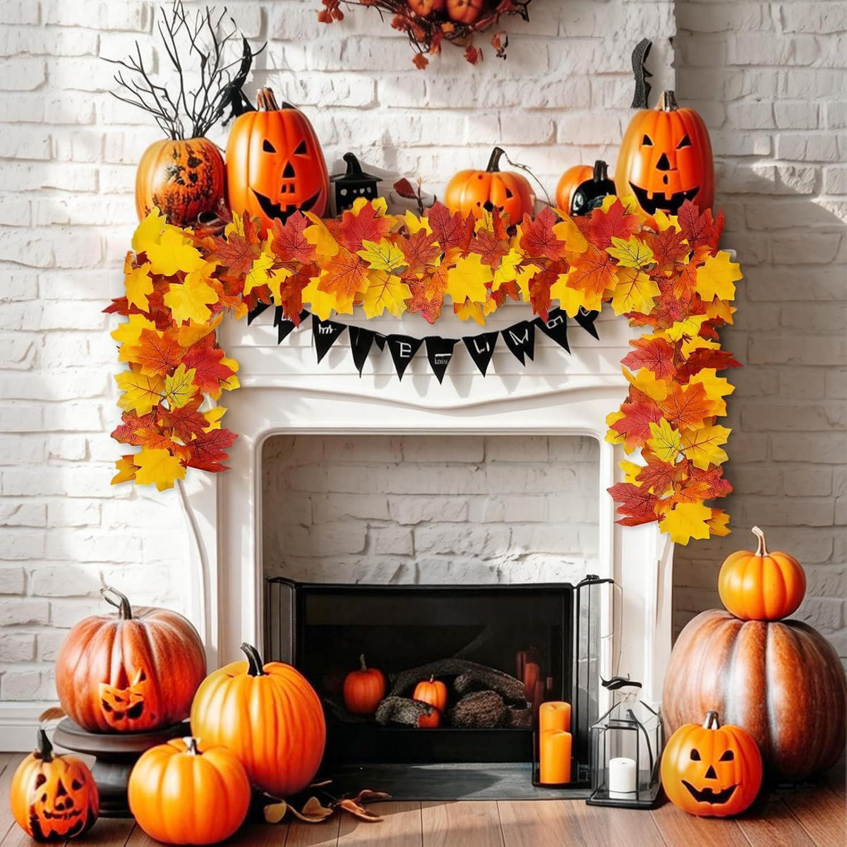 HERBSTGIRLANDE 2er Set 200 cm - Multicolor, Kunststoff (200cm)