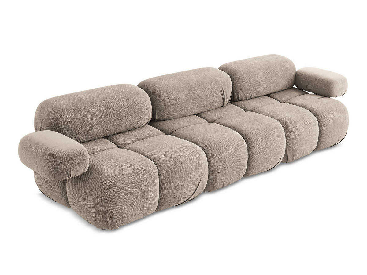 3-SITZER SOFA Chenille Stoff Beige - Beige/Schwarz, Kunststoff/Textil (285/70/96cm) - Makamii