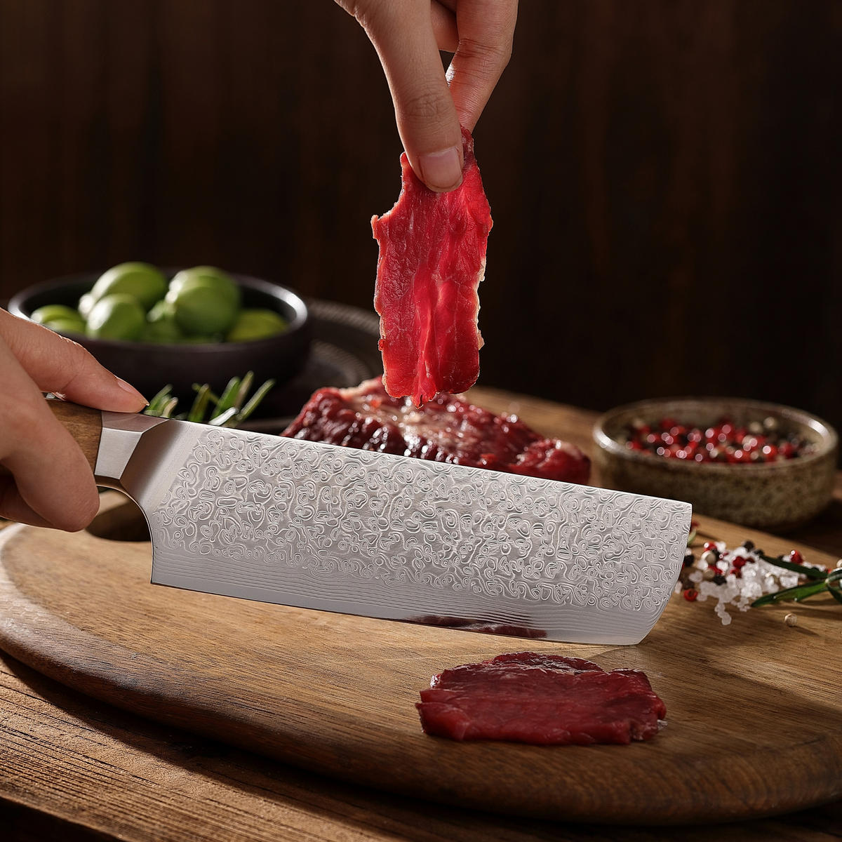 NAKIRIMESSER 17,5 cm - Braun, Metall (31cm) - Wakoli