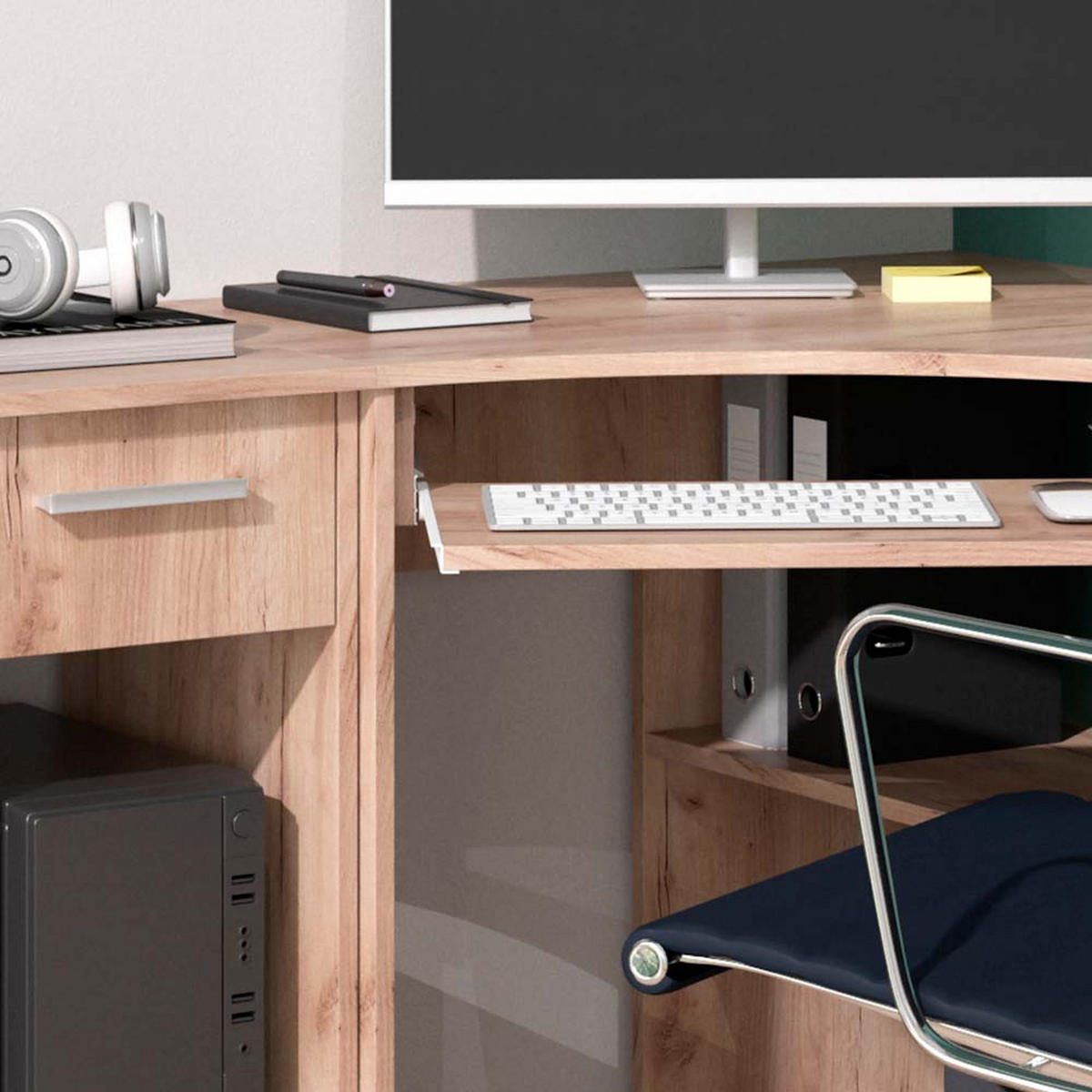 ECKSCHREIBTISCH Odin Sonoma 83 x 76 cm Set mit PC-Schrank - Sonoma Eiche, Holzwerkstoff (76/83/77cm) - Vicco