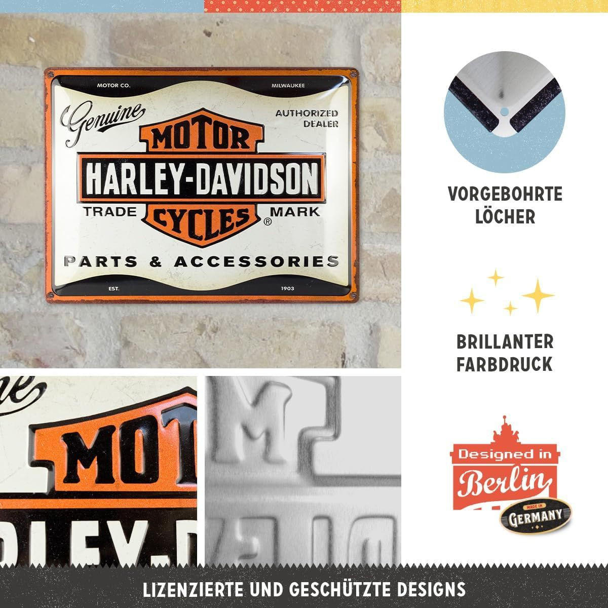 BLECHSCHILD 30/40 cm Harley-Davidson Parts & Accessoires - Multicolor, Metall (40/30/0.2cm) - Nostalgic-Art