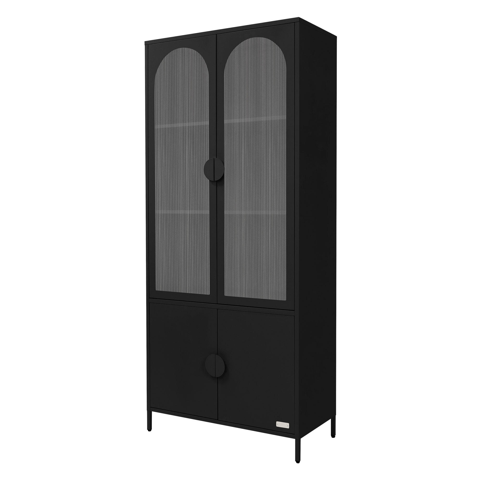 ML-DESIGN VITRÍNA 80x185x40 cm černá z oceli se 4 dvířky