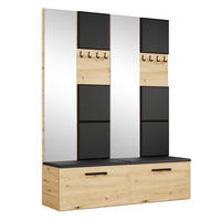 GARDEROBENSCHRANK MODULO 161,2/204/40 cm Modern Garderobe-Set Eiche Artisan - Schwarz/Eiche Artisan, Holzwerkstoff (161.2/204/40cm) - MASSENO