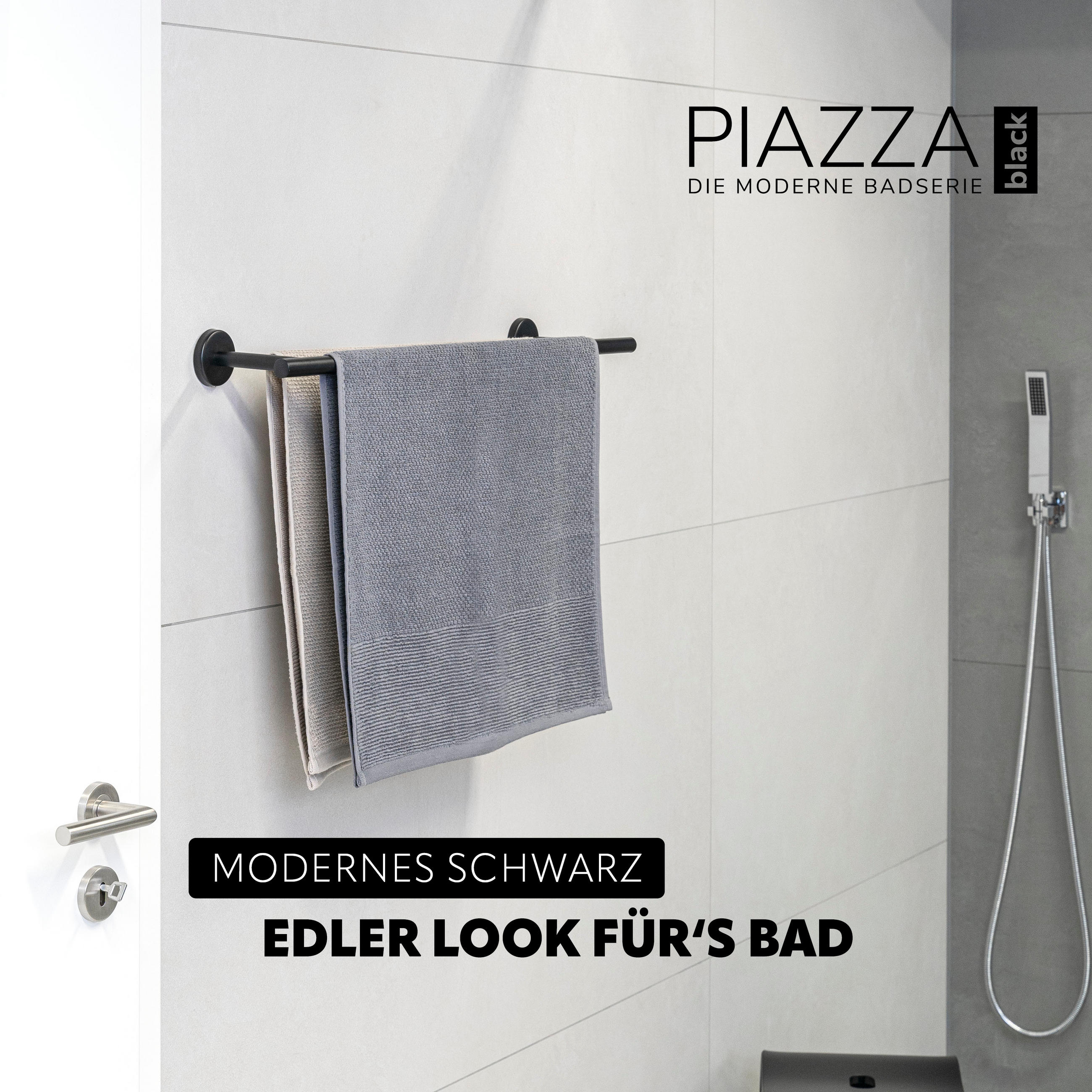 BADETUCHSTANGE PIAZZA BLACK, schwarz - Schwarz, Kunststoff (70/6/14cm) - bremermann