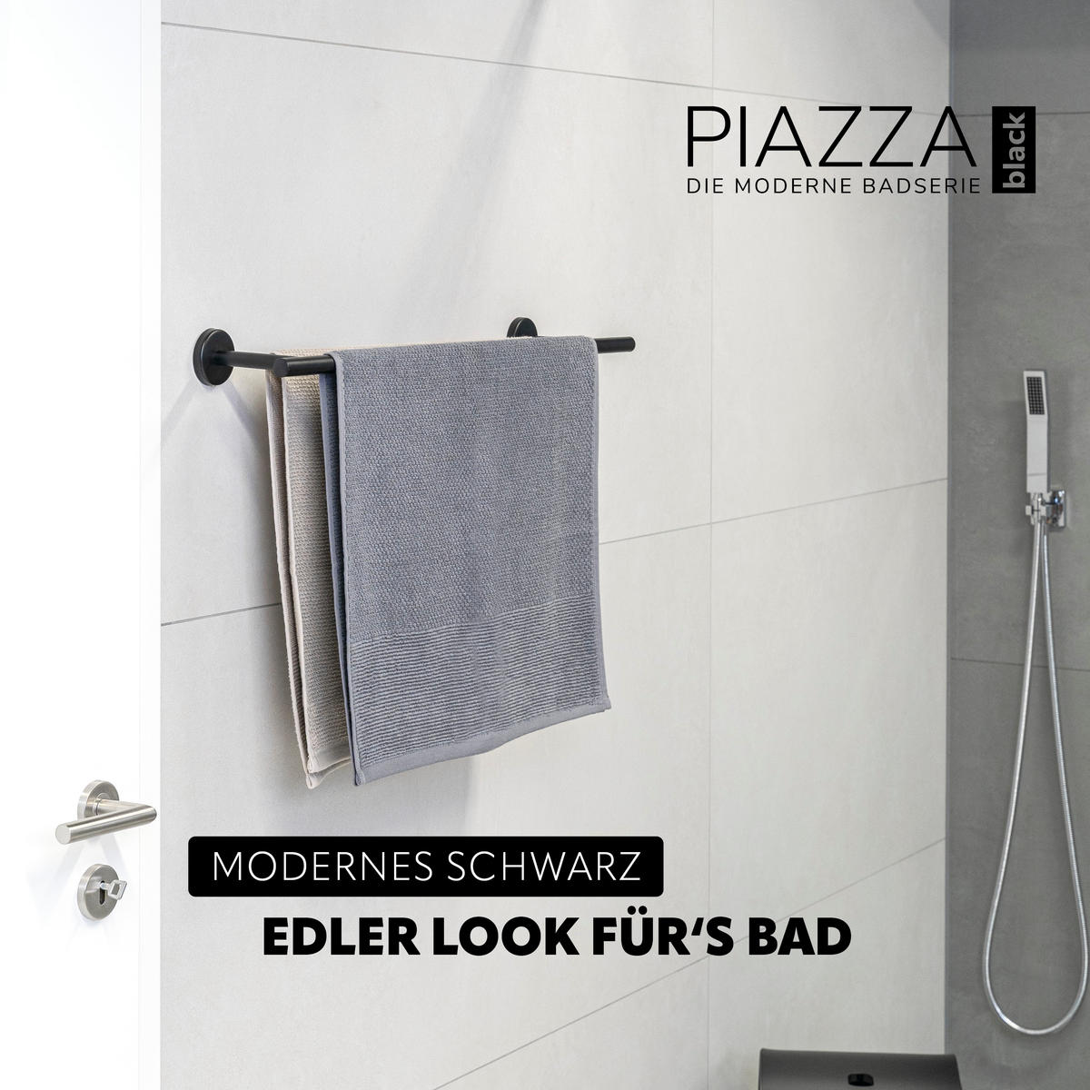 BADETUCHSTANGE PIAZZA BLACK, schwarz - Schwarz, Kunststoff (70/6/14cm) - bremermann