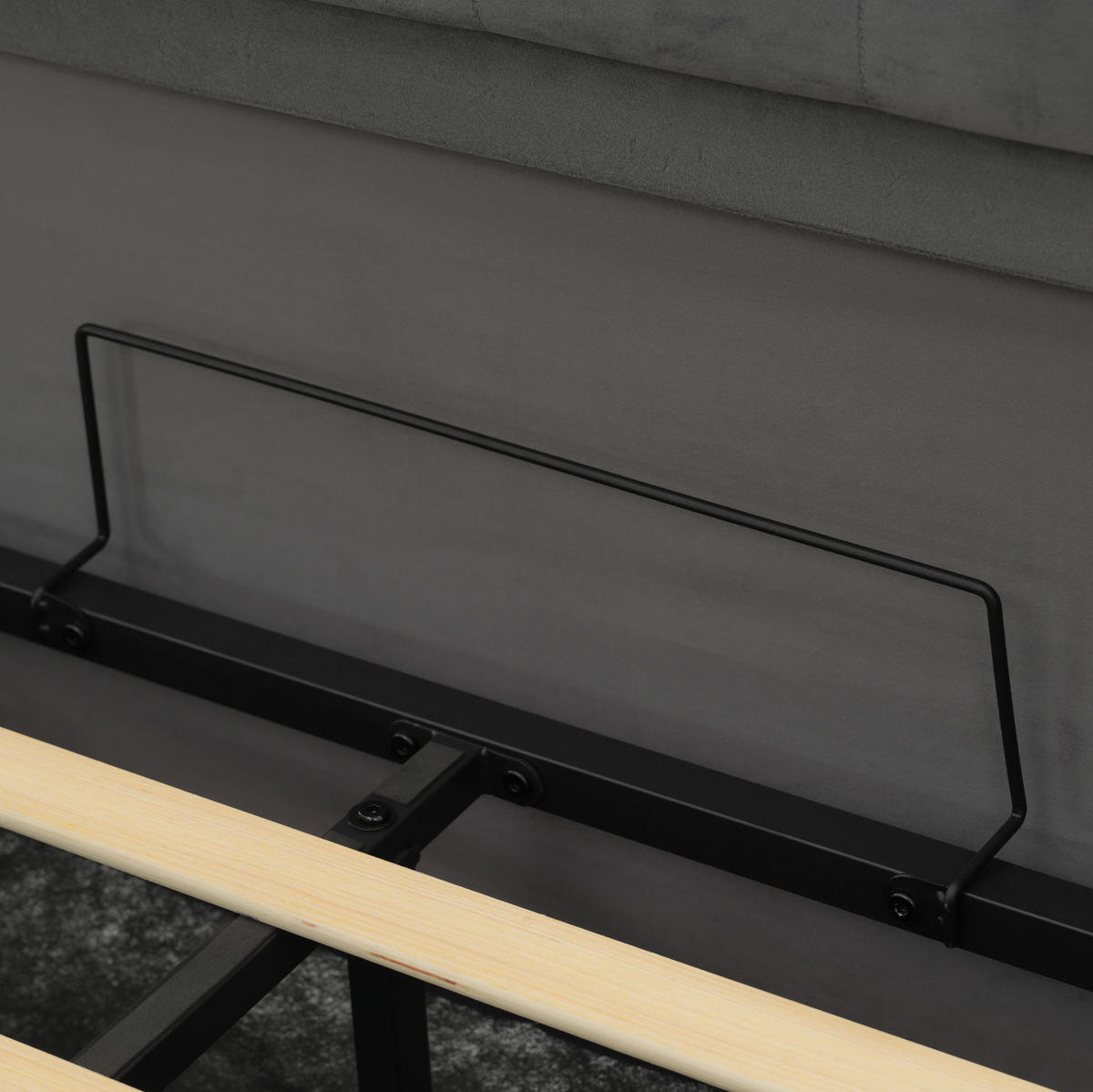 POLSTERBETT aus Samt 140x190 cm Grau mit LED-Beleuchtung, USB- und USB-C-Anschlüssen und Bettkasten - Grau, Textil (140/190cm) - IVMEU