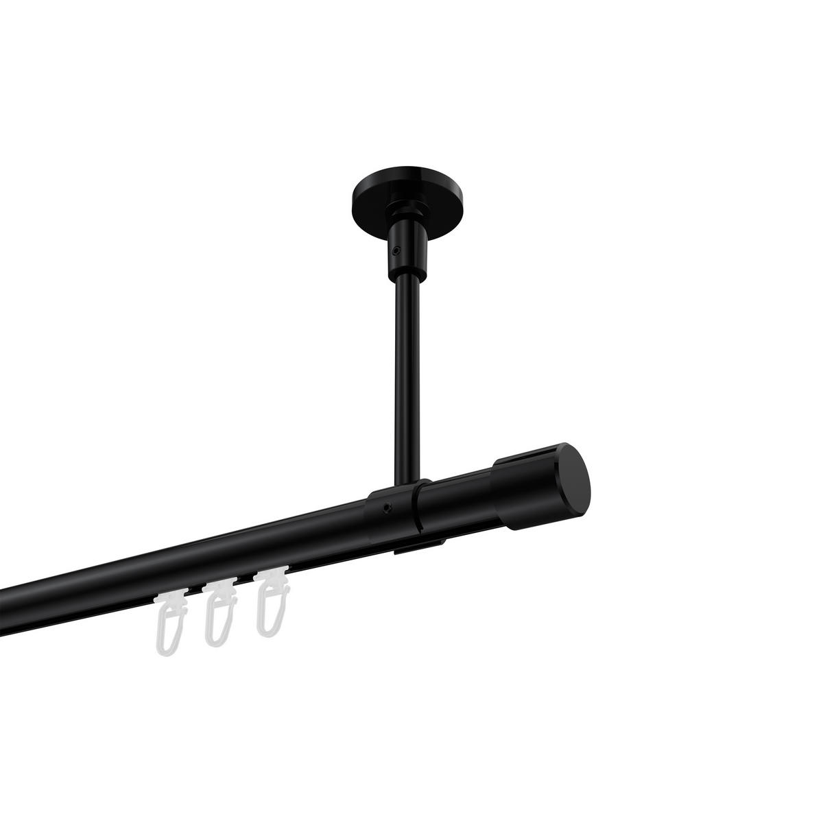 GARDINENSTANGE INNENLAUF Sonette Santo 400 cm (geteilt in 2 x 200 cm), 1-läufig, 20 mm Ø Schwarz - Schwarz, Metall (400cm) - INTERDECO