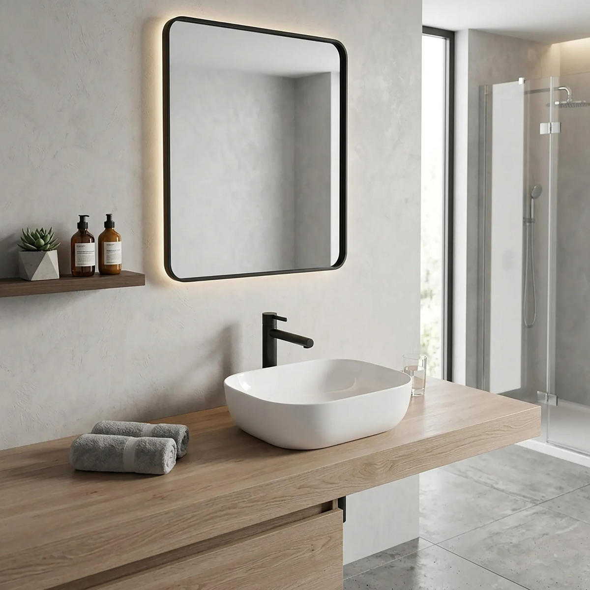 AUFSATZWASCHBECKEN Rea Mona Slim - Weiß, Keramik (40/14/50.5cm) - REA